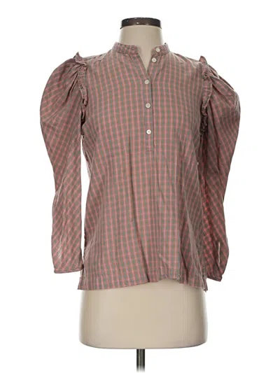 Pre-owned Jcrew 3/4 Sleeve Blouse In Brown