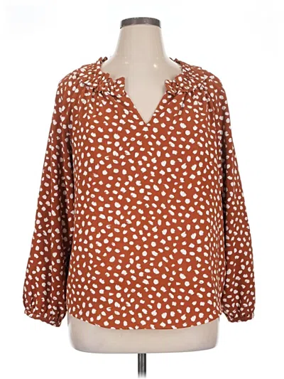 Pre-owned Jcrew 3/4 Sleeve Blouse In Brown