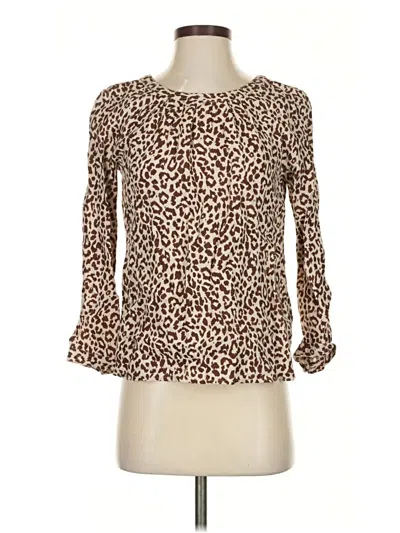 Pre-owned Jcrew 3/4 Sleeve Blouse In Brown