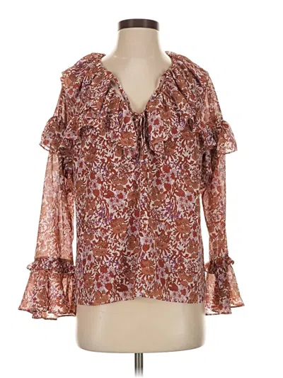 Pre-owned Jcrew 3/4 Sleeve Blouse In Brown