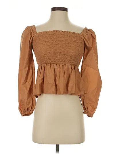 Pre-owned Jcrew 3/4 Sleeve Blouse In Brown