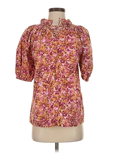 Pre-owned Jcrew 3/4 Sleeve Blouse In Burgundy