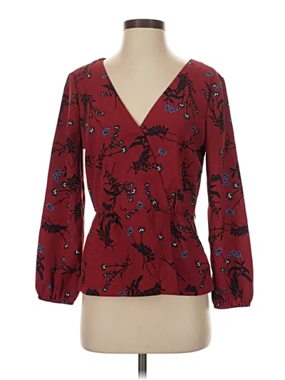 Pre-owned Jcrew 3/4 Sleeve Blouse In Burgundy