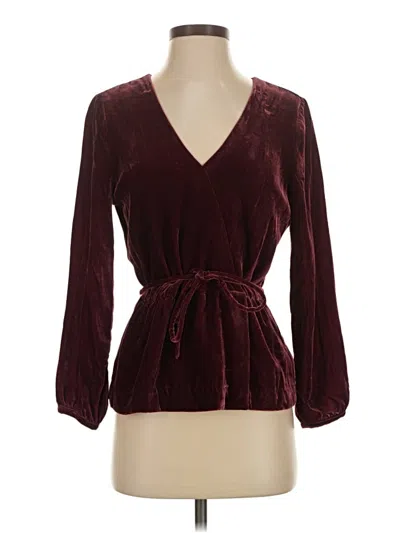 Pre-owned Jcrew 3/4 Sleeve Blouse In Burgundy