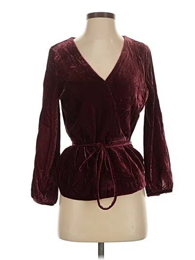 Pre-owned Jcrew 3/4 Sleeve Blouse In Burgundy