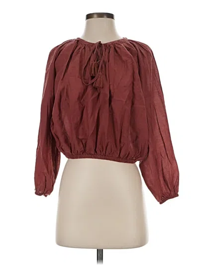 Pre-owned Jcrew 3/4 Sleeve Blouse In Burgundy