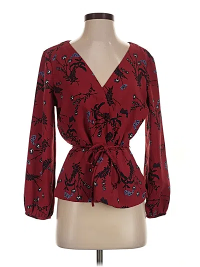 Pre-owned Jcrew 3/4 Sleeve Blouse In Burgundy