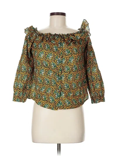 Pre-owned Jcrew 3/4 Sleeve Blouse In Green