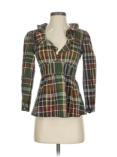 Pre-owned Jcrew 3/4 Sleeve Blouse In Green