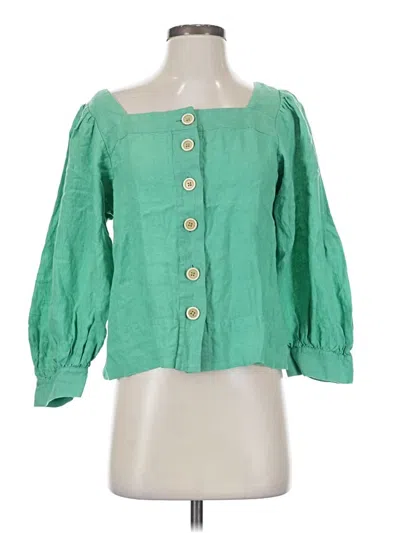 Pre-owned Jcrew 3/4 Sleeve Blouse In Green