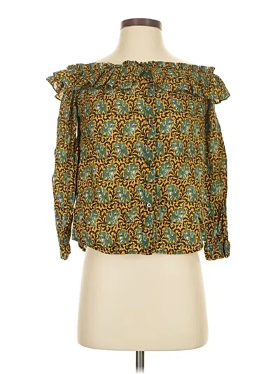 Pre-owned Jcrew 3/4 Sleeve Blouse In Green