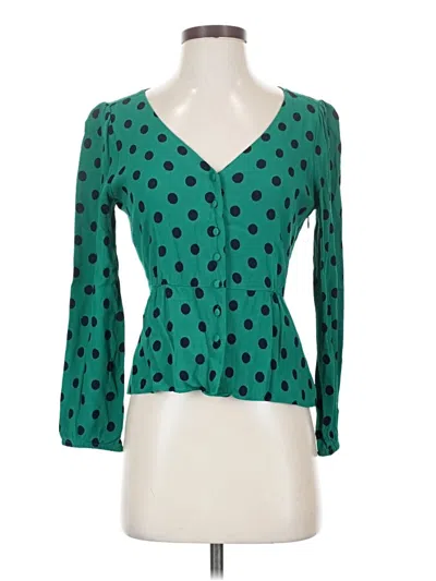 Pre-owned Jcrew 3/4 Sleeve Blouse In Green