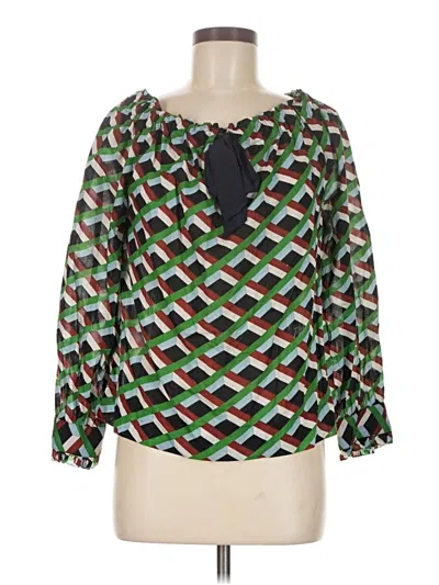 Pre-owned Jcrew 3/4 Sleeve Blouse In Green