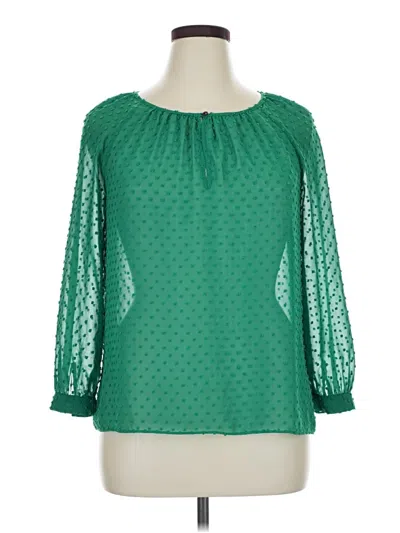 Pre-owned Jcrew 3/4 Sleeve Blouse In Green
