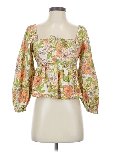 Pre-owned Jcrew 3/4 Sleeve Blouse In Green