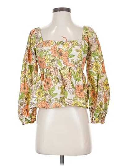 Pre-owned Jcrew 3/4 Sleeve Blouse In Green