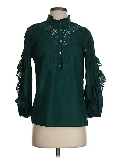 Pre-owned Jcrew 3/4 Sleeve Blouse In Green