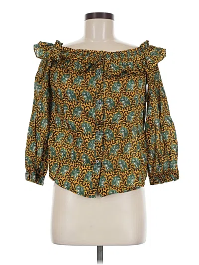 Jcrew 3/4 Sleeve Blouse In Green