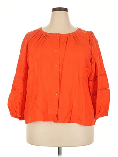 Pre-owned Jcrew 3/4 Sleeve Blouse In Orange