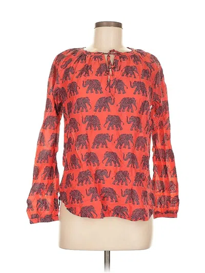 Pre-owned Jcrew 3/4 Sleeve Blouse In Red