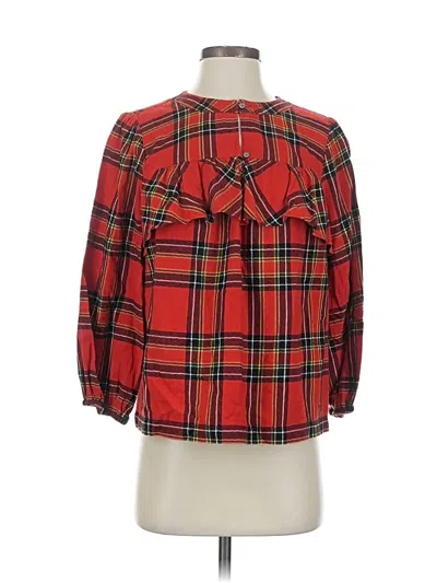 Pre-owned Jcrew 3/4 Sleeve Blouse In Red