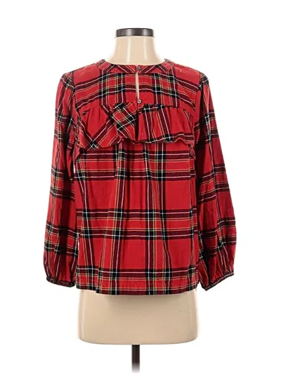 Pre-owned Jcrew 3/4 Sleeve Blouse In Red