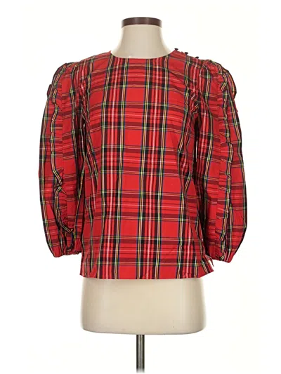 Pre-owned Jcrew 3/4 Sleeve Blouse In Red