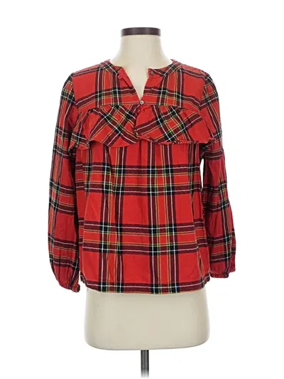 Pre-owned Jcrew 3/4 Sleeve Blouse In Red