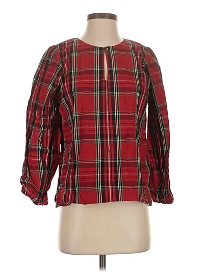 Pre-owned Jcrew 3/4 Sleeve Blouse In Red