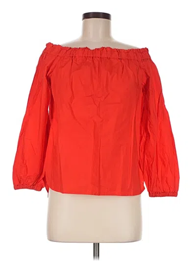 Pre-owned Jcrew 3/4 Sleeve Blouse In Red