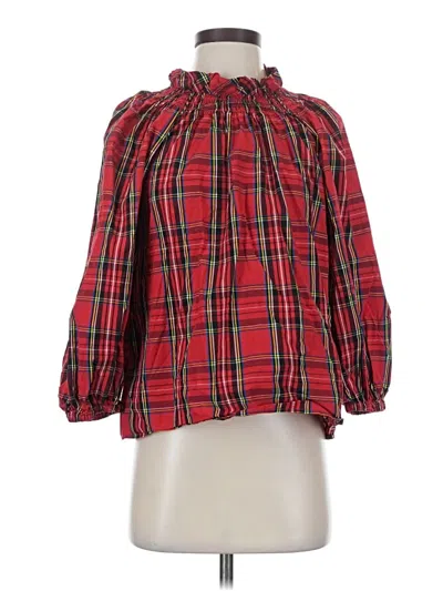 Pre-owned Jcrew 3/4 Sleeve Blouse In Red