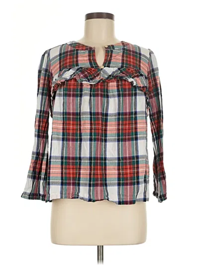Pre-owned Jcrew 3/4 Sleeve Blouse In Red