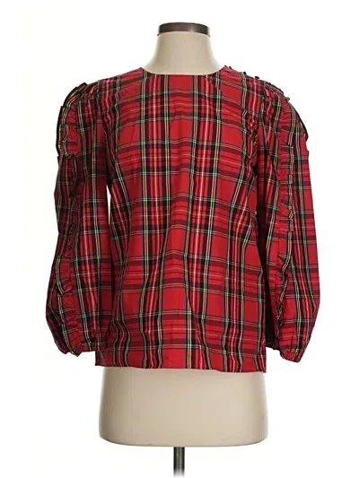 Pre-owned Jcrew 3/4 Sleeve Blouse In Red