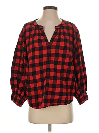 Pre-owned Jcrew 3/4 Sleeve Blouse In Red