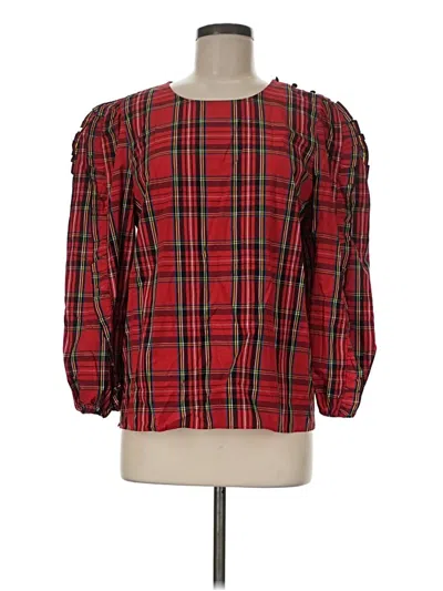 Pre-owned Jcrew 3/4 Sleeve Blouse In Red