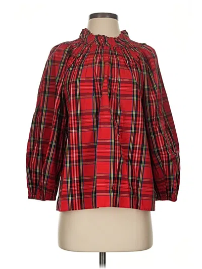Pre-owned Jcrew 3/4 Sleeve Blouse In Red