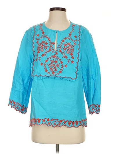 Pre-owned Jcrew 3/4 Sleeve Blouse In Teal