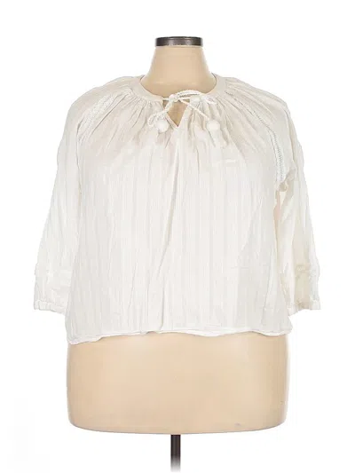 Pre-owned Jcrew 3/4 Sleeve Blouse In White