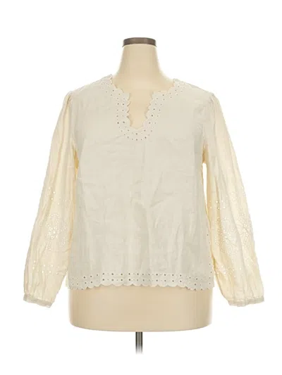 Jcrew 3/4 Sleeve Blouse In White