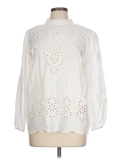 Pre-owned Jcrew 3/4 Sleeve Blouse In White