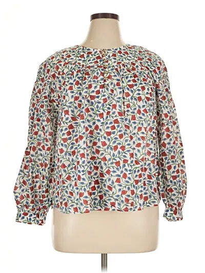 Pre-owned Jcrew 3/4 Sleeve Blouse In White