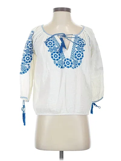 Pre-owned Jcrew 3/4 Sleeve Blouse In White