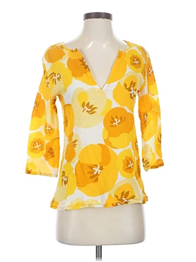 Pre-owned Jcrew 3/4 Sleeve Blouse In Yellow