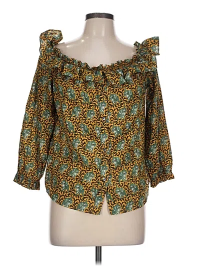 Pre-owned Jcrew 3/4 Sleeve Blouse In Yellow