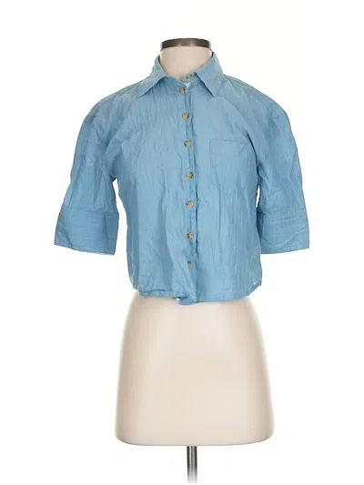 Pre-owned Jcrew 3/4 Sleeve Button Down Shirt In Blue