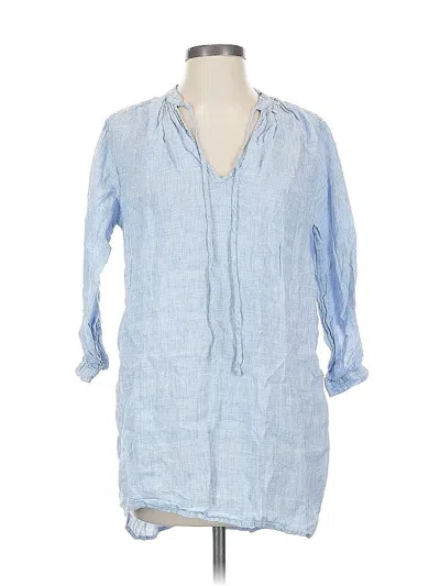 Pre-owned Jcrew 3/4 Sleeve Button Down Shirt In Blue