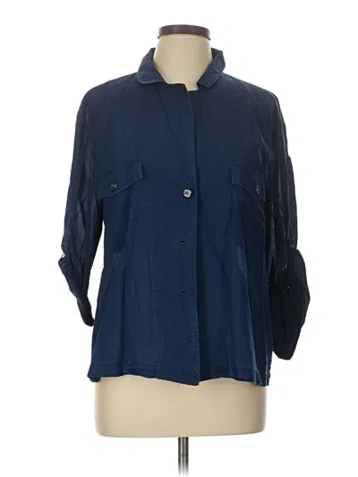 Pre-owned Jcrew 3/4 Sleeve Button Down Shirt In Blue