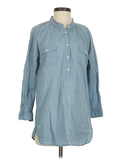 Pre-owned Jcrew 3/4 Sleeve Button Down Shirt In Blue