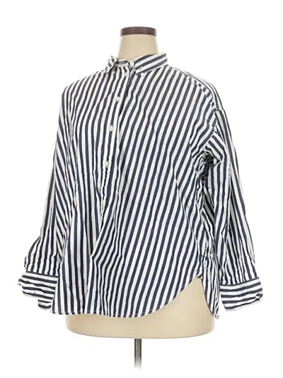 Pre-owned Jcrew 3/4 Sleeve Button Down Shirt In Blue