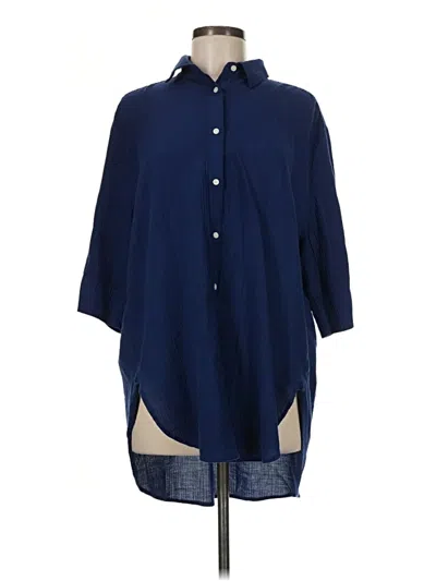 Pre-owned Jcrew 3/4 Sleeve Button Down Shirt In Blue